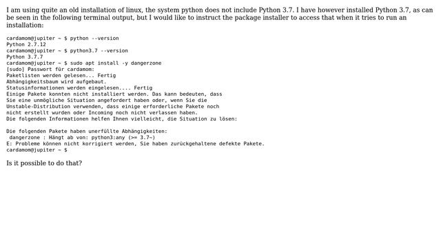 Unix & Linux: instruct apt package installer to access a different python version смотреть онлайн