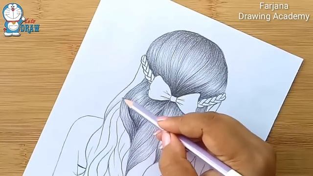How to Draw A Girl with Wavy Hair for Beginners || Wavy Hair Drawing Tutorial || Pencil Sketch смотреть онлайн