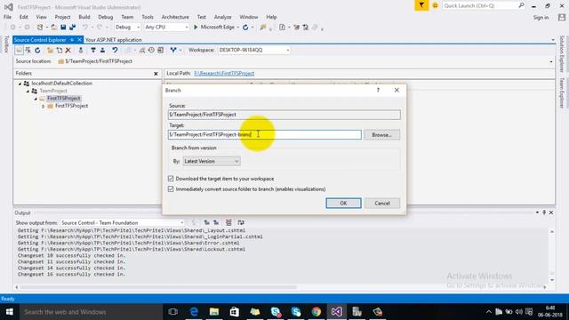 How to Create Branch for a Project Using TFS (Team Foundation Server) смотреть онлайн