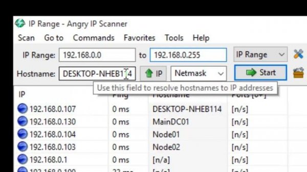 IP Scanner - To get IP and Hostname - Angry IP Scanner