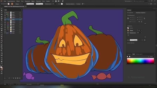 Счастливого Хэллоуина! Рисуем Тыквы на праздник. Time-lapse смотреть онлайн