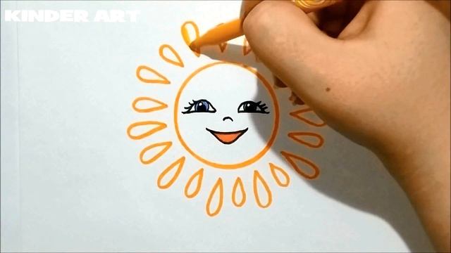 Как нарисовать солнце с улыбкой поэтапно | How to draw a cartoon sun step by step смотреть онлайн