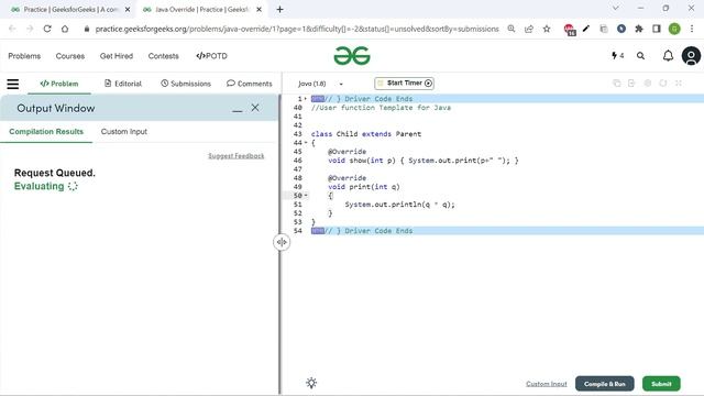 Java Override || @GeeksforGeeks || Problem Solving || Solution || Gorakh Codes смотреть онлайн