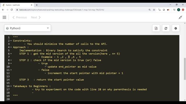 Coding Interviews-First Bad Version leetcode | Python solution(Easy Explaination)|May Day 1 leetcod смотреть онлайн