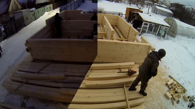 Строительство Дома 6х6 из профилированного бруса. Сборка перегородок. смотреть онлайн