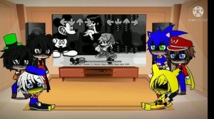 KM1: Mickey & Friends React To FNF Vs Suicide Mouse Avi + (Really Happy & Smile)