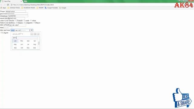 html 5 tutorial in hindi 72 input tag 02 смотреть онлайн