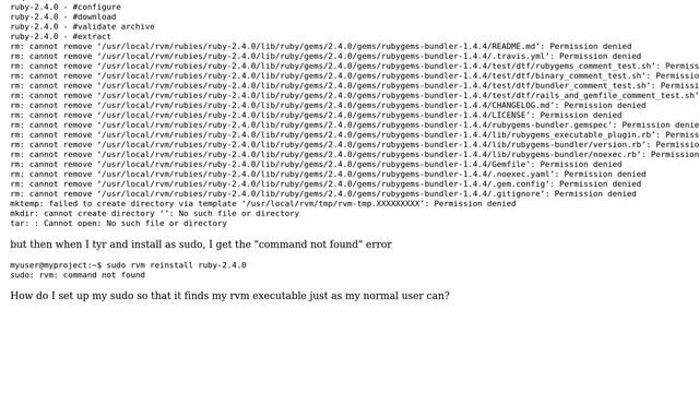 Getting "command not found" when trying to run rvm command as sudo смотреть онлайн