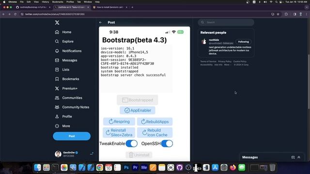 iOS 16 - 17.0 A12+ JAILBREAK Release: RootHide BOOTSTRAP v4.3 With TWEAKS, SSH, SILEO & Zebra! смотреть онлайн
