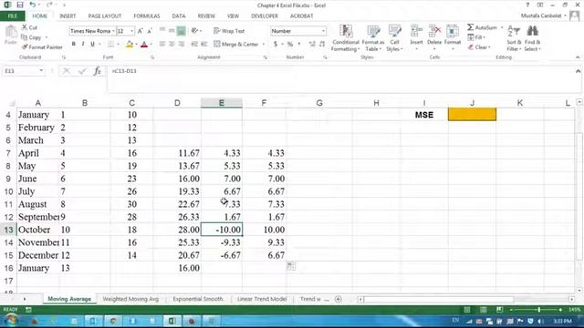 Operations Management using Excel: Forecasting Video 1/4 Moving Averages смотреть онлайн