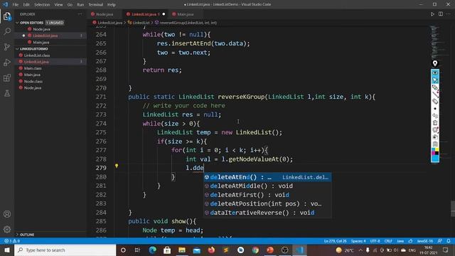 Reverse K group of nodes in a Linked List in JAVA смотреть онлайн
