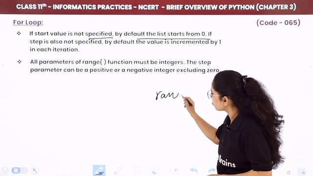 Class 11 Informatics Practices Chapter 3 | Loops (For loop) - Brief Overview of Python (Code 065) смотреть онлайн
