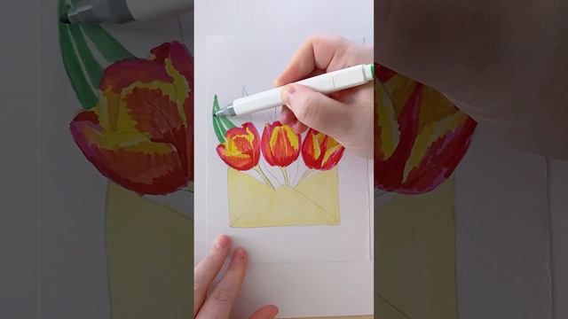 Как нарисовать тюльпаны маркерами на 8 марта смотреть онлайн