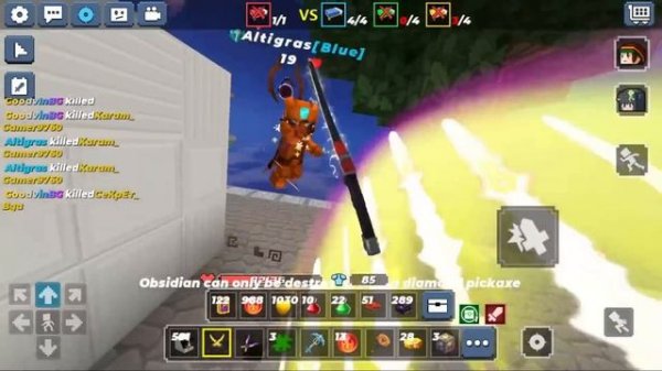 1 PLAYER WITH NEW SKILLS VS 12 PLAYERS WITH OLD RUNES in blockman go bed wars