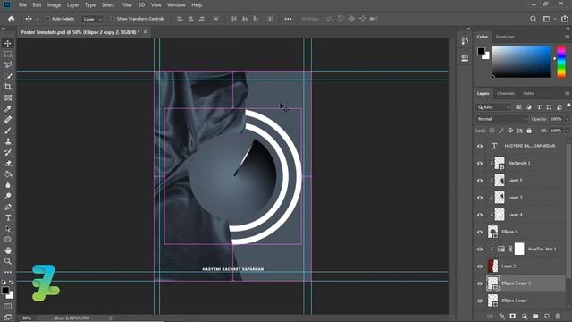 Abstract Poster Time Work Fabric Navy Gradient - Tutorial Photoshop CC 2020 смотреть онлайн