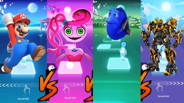 Mario vs Mommy Long Legs vs Dory vs Bumblebee|Tiles Hop Rush смотреть онлайн