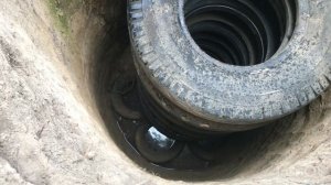 Сточная яма из покрышек