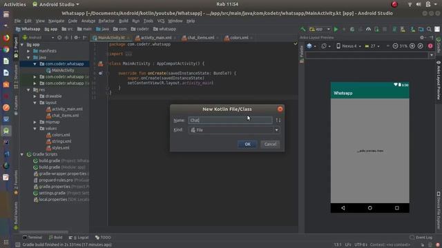Kotlin - How to make Chat Whatsapp with RecyclerView (Part 1) смотреть онлайн