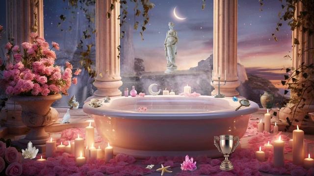 Aphrodite's Bath Ambience 🛁🌙 - Witch's Healing Bath Ambience 💎🕯️ - Witch ASMR Sounds Of Water, Nigh