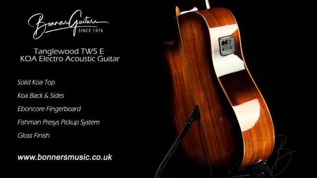 Tanglewood TW5 E KOA Electro Acoustic Guitar | Bonners Guitar Store смотреть онлайн