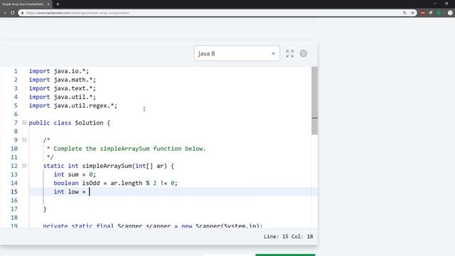 Hackerank Simple Array Sum смотреть онлайн