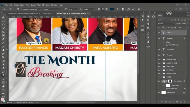 How to design a church flyer for creatives and self learners - PHOTOSHOP TUTORIAL смотреть онлайн