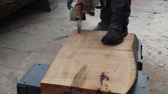 Using a Stihl cut off saw to cut wood смотреть онлайн