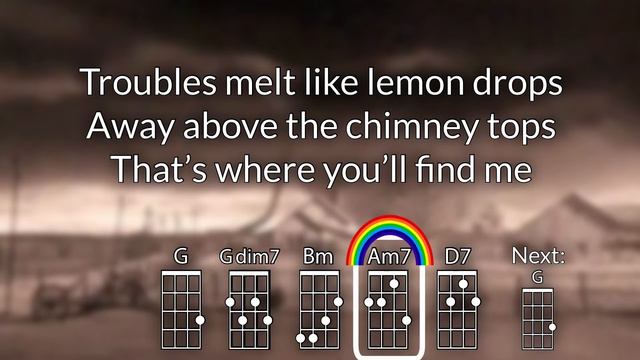 Somewhere Over the Rainbow (Wizard of Oz) Baritone Ukulele Play Along смотреть онлайн