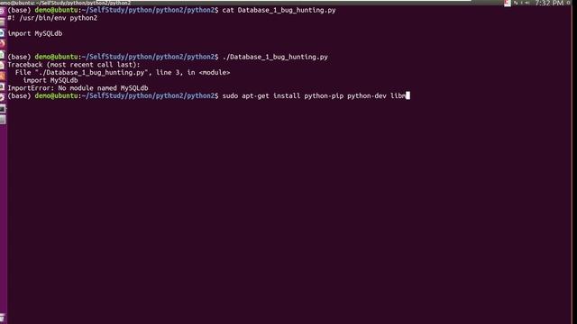 python2 bug , try to use mysql but failed case 1 , ImportError No module named MySQLdb смотреть онлайн