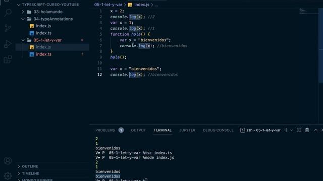 TypeScript Variables (let y var) (Parte 1) (5-1) смотреть онлайн