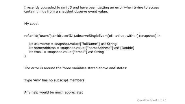 iOS : Firebase Accessing Snapshot Value Error in Swift 3 смотреть онлайн