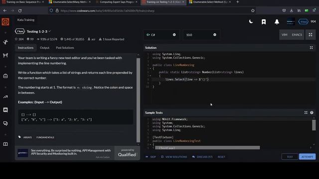Code Wars C# 7 kyu: Testing 1-2-3 смотреть онлайн