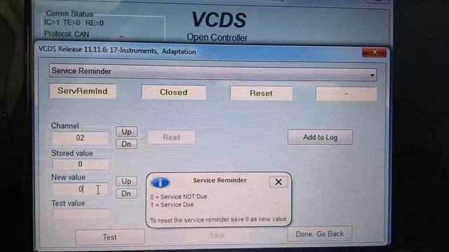 VCDS VAGCOM AUDI A6 SERVICE RESET SERVICE REMINDER OFF