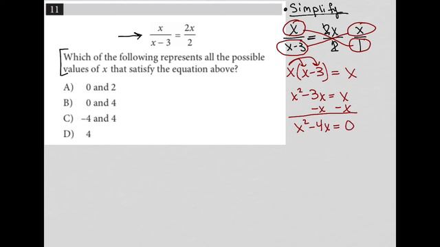 X/x-3 = 2x/2.  Which Of The Following Represents All The Possible Values Of X That Satisfy The....