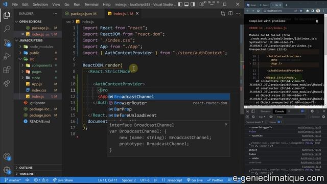 JavaScript385-React.js-Connecter l'application React à l'URL du navigateur avec BrowserRouter смотреть онлайн