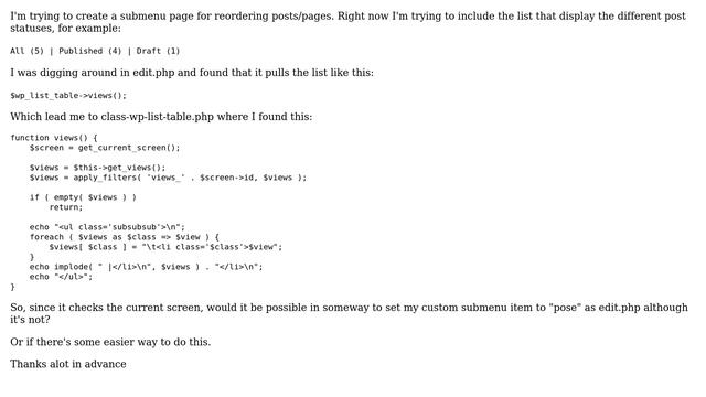 Wordpress: Getting the different post statuses + count like in edit.php, in a custom submenu page смотреть онлайн