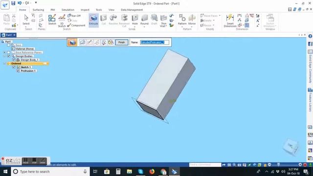 Solid edge Beginner Tutorials - 01 - SKETCH & EXTRUDE смотреть онлайн