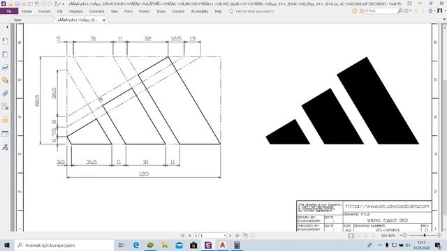 Adidas Logo Çizimi | Adidas Logo Drawing | Autocad 2D Practice Drawing | Exercise 19 смотреть онлайн
