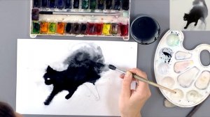 Акварельная живопись в технике по сырому. Пишем кота.