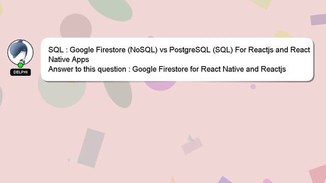 SQL : Google Firestore (NoSQL) vs PostgreSQL (SQL) For Reactjs and React Native Apps смотреть онлайн