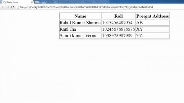 43. How to Align Table Content in HTML (Hindi)