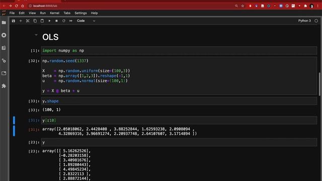 Broadcasting errors in OLS with numpy смотреть онлайн