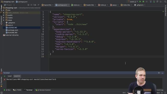 NodeJS / Express / MongoDB - Build a Shopping Cart - #3 MongoDB / Mongoose Setup смотреть онлайн