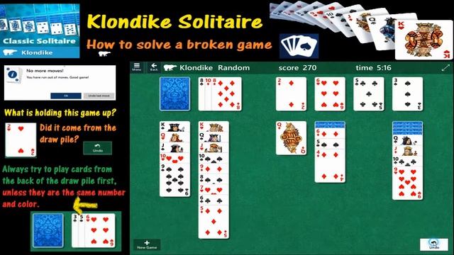 Klondike Solitaire How to solve a broken game смотреть онлайн
