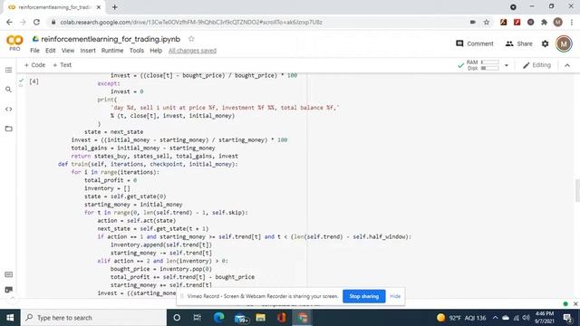 Reinforcement Learning for Trading using Tensorflow, Python, Y Finance dataset making a Markov mode смотреть онлайн