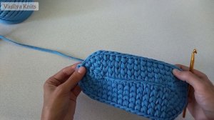 Сумка Торба Крючком из трикотажной пряжи. Узор Шишечки. Овальное донышко крючком. Ремешок крючком