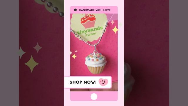 Handmade Polymer Clay Cupcake with Sprinkles on Top from Tiny Hands Food Jewelry смотреть онлайн