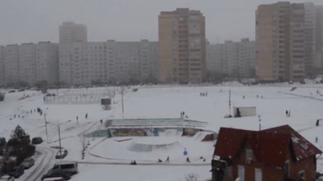 6 января 2014. Снегопад во Фрязине (вид из окна) смотреть онлайн