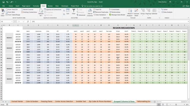 EXCEL PRO TIP: Grouped Columns & Rows смотреть онлайн