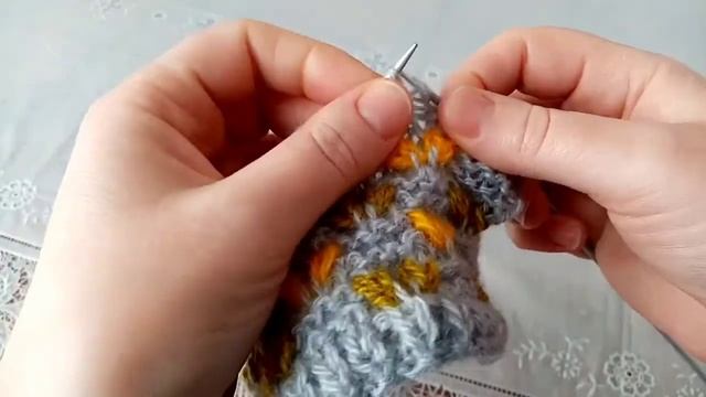 Вяжем цветной узор спицами. Вязание на двух спицах. №64 смотреть онлайн